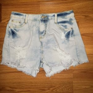 Distressed Faded Denim Cut Off Shorts